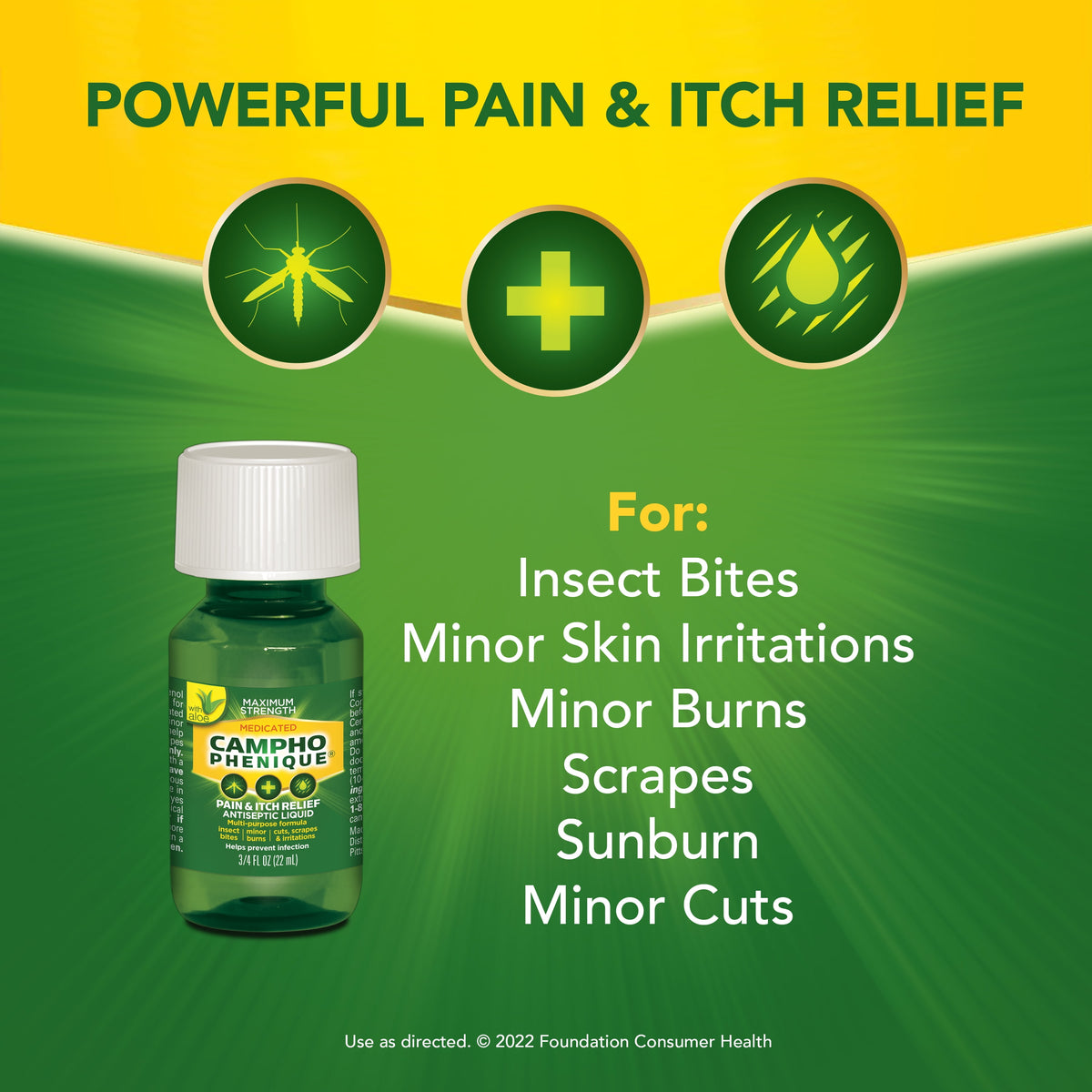 Campho Phenique Maximum Strength Antiseptic Liquid, Pain Relief and Anti-Itch Treatment, 0.75oz