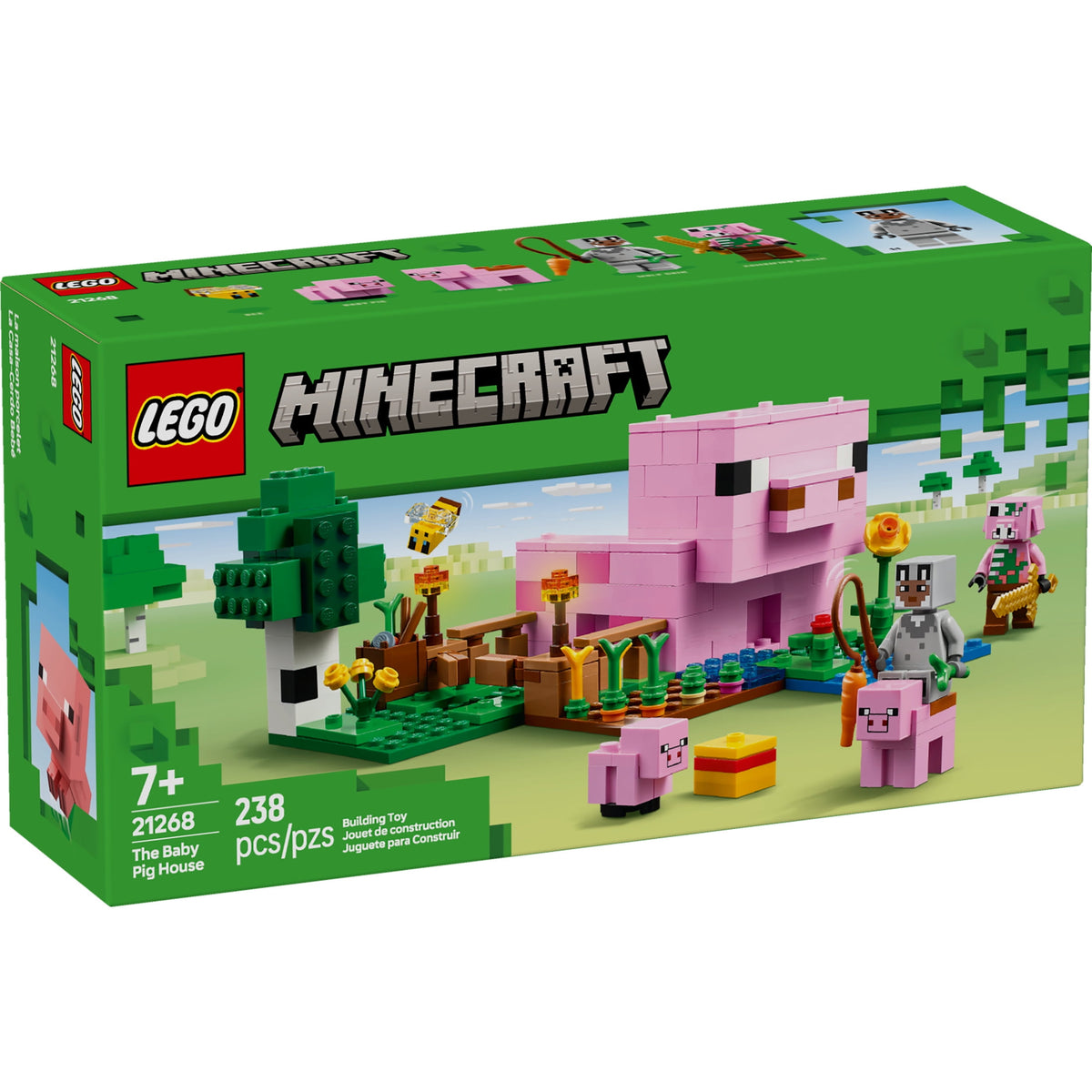 LEGO Minecraft The Baby Pig House Building Toy Playset with Minifigures, Ages 7+, Set 21268