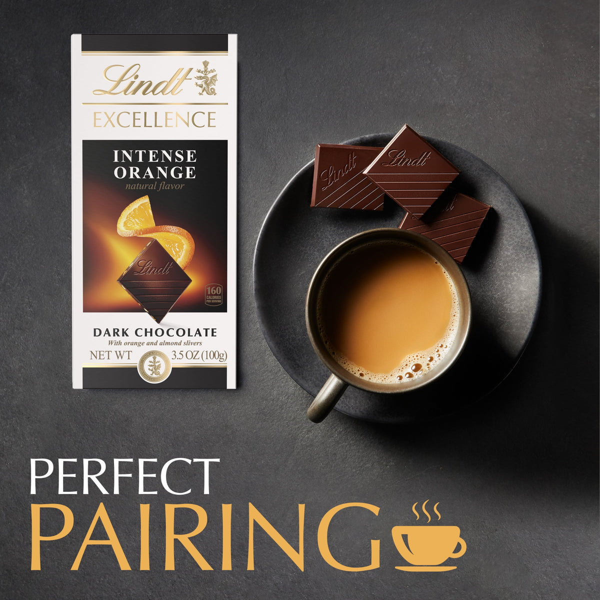 Lindt Excellence Intense Orange Dark Chocolate Candy Bar, 3.5 oz, Bar