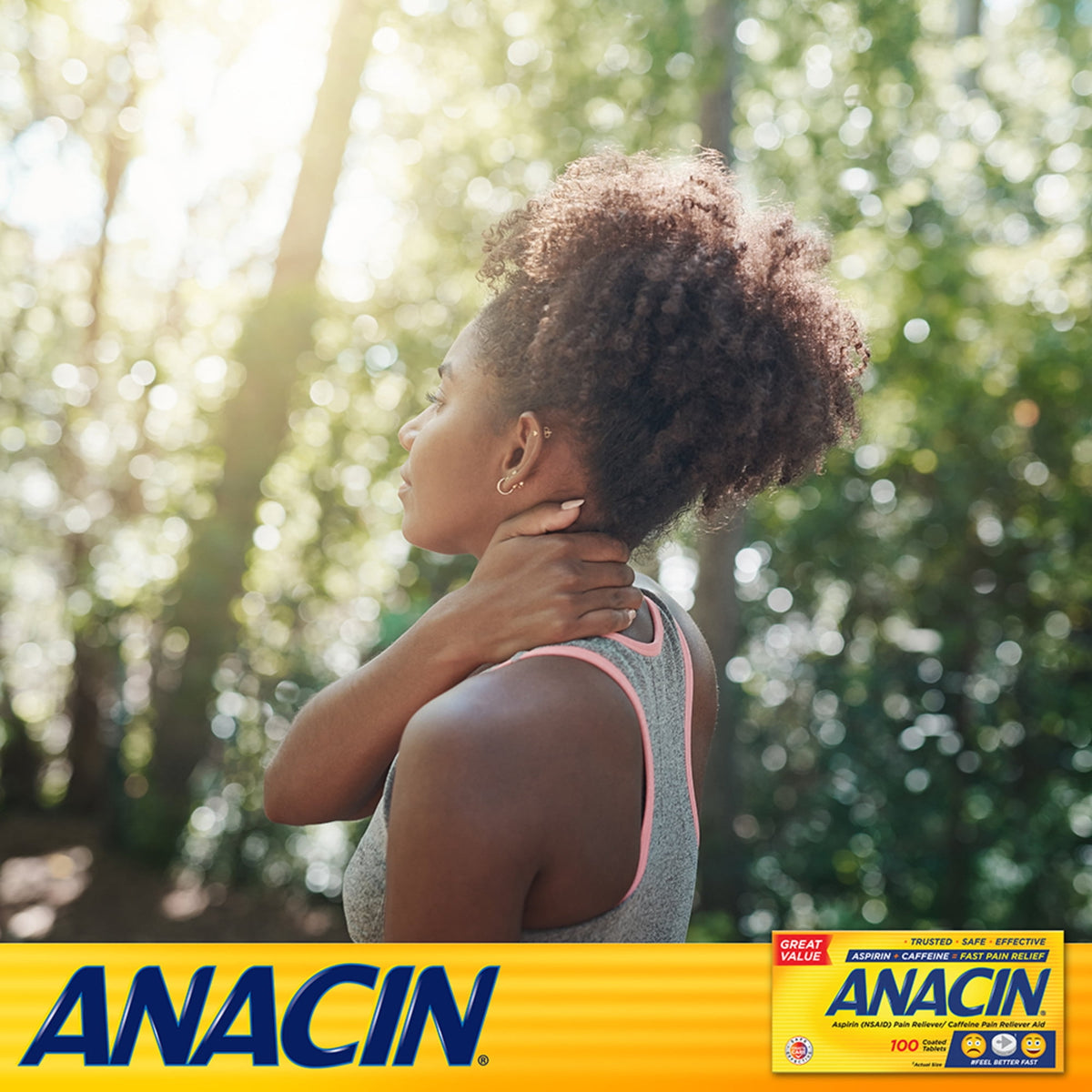 Anacin Fast Pain Relief Pain Reducer Aspirin Tablets, 100 Tablets