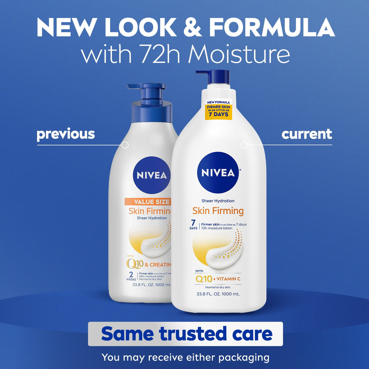 NIVEA Skin Firming Sheer Hydration Body Lotion with Q10 and Vitamin C, Value Size 33.8 fl oz