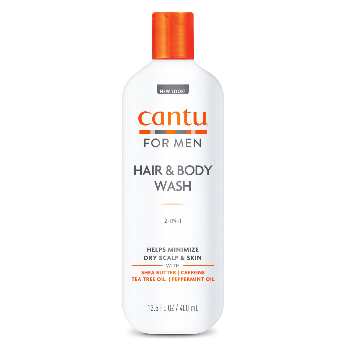 Cantu for Men 2-in-1 Hair & Body Wash with Shea Butter, Tea Tree Oil & Caffeine, 13.5 fl oz