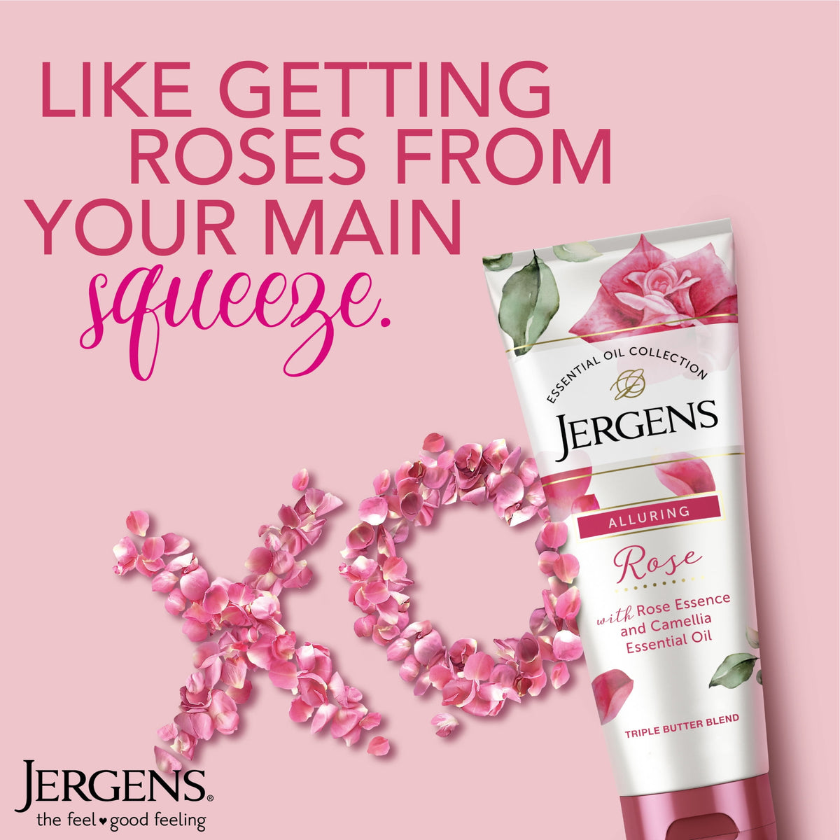 Jergens Rose Body Lotion Butter, with Camellia Essential Oil, Dry Skin Moisturizer, 7 oz