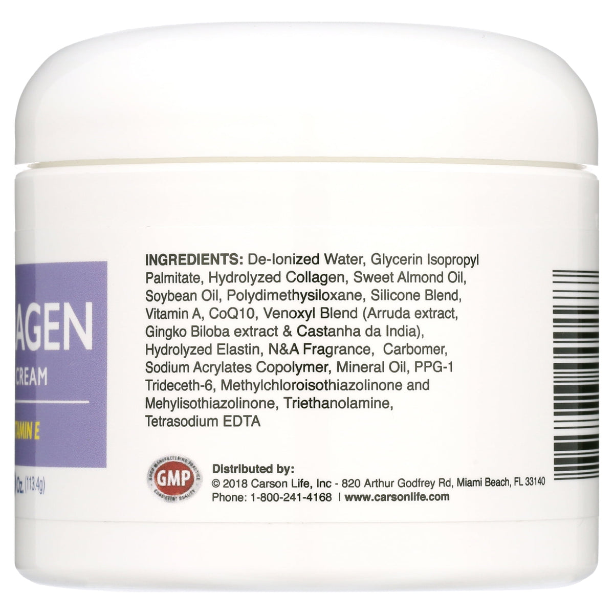 Carson Life Collagen Elastin with Vitamin E Face Cream, 4 Oz