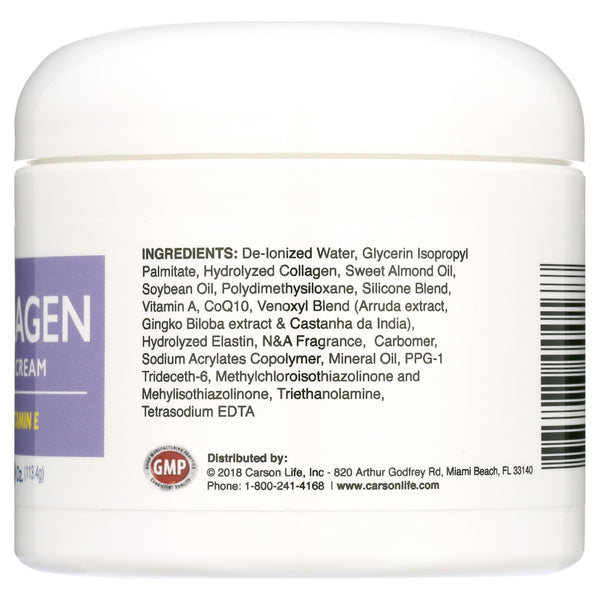 Carson Life Collagen Elastin with Vitamin E Face Cream, 4 Oz