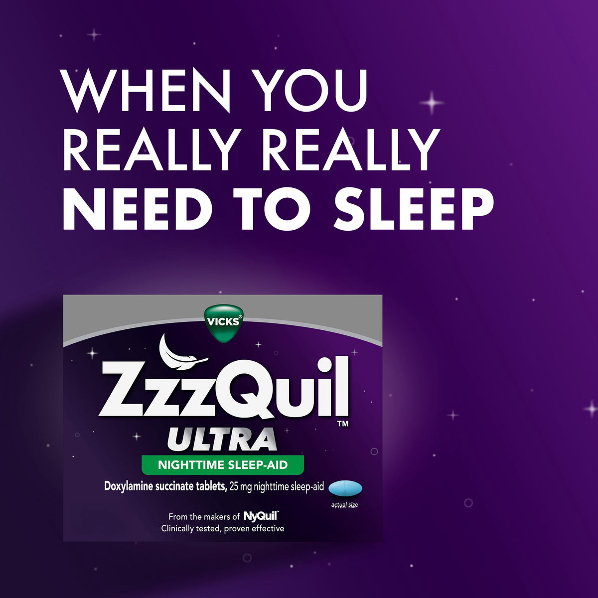 ZzzQuil Nighttime Sleep Aid Ultra Tablets, Doxylamine 25mg Sleeping Pills, 48 Count