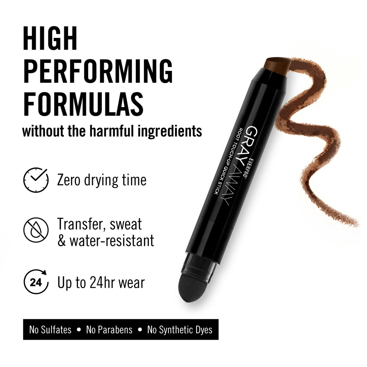Everpro Gray Away Adult Temporary Hair Color Root Touch-up Quick Stick, Medium/Light Brown, 0.10 oz