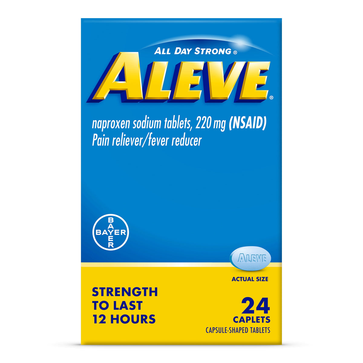 Aleve Caplets Naproxen Sodium Pain Reliever, 24 Count
