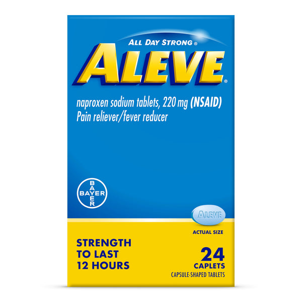 Aleve Caplets Naproxen Sodium Pain Reliever, 24 Count
