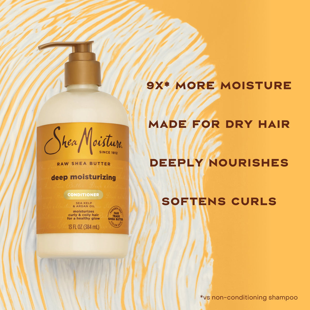 SheaMoisture Conditioner for Curly Hair Restorative Raw Shea Butter Deep Moisturizing Conditioner, 13 fl oz