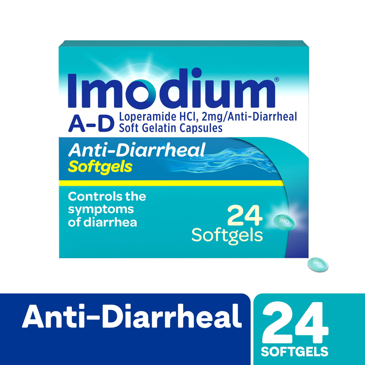 Imodium A-D Anti-Diarrheal&nbsp;Softgels&nbsp;2mg&nbsp;Loperamide Hydrochloride&nbsp;Diarrhea&nbsp;Relief Softgels, 24 Count