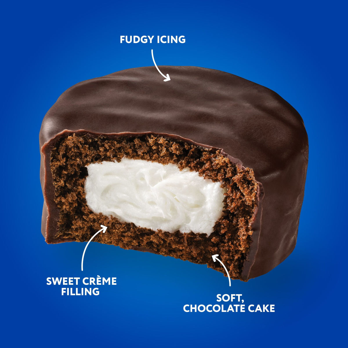 Hostess Ding Dongs Snack Cakes, Chocolate Cake with Crème Filling & Fudgy Icing, 10 Count, 12.7 oz Box