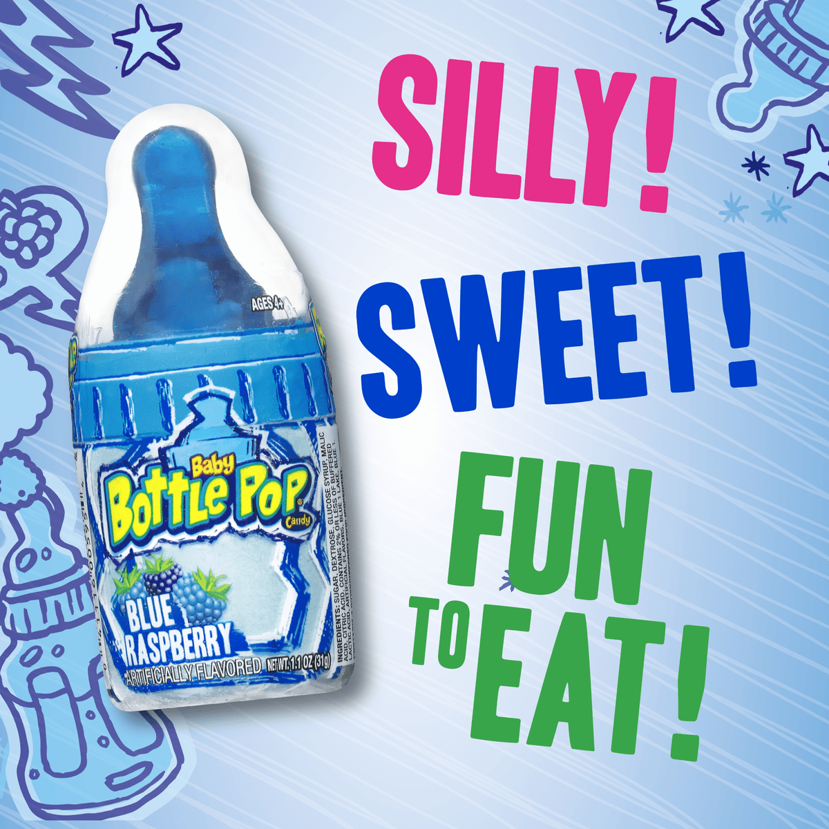 Baby Bottle Pop, Assorted Flavor Lollipops, Gluten-Free, 1.1 oz, 1 Count (Flavor May Vary)