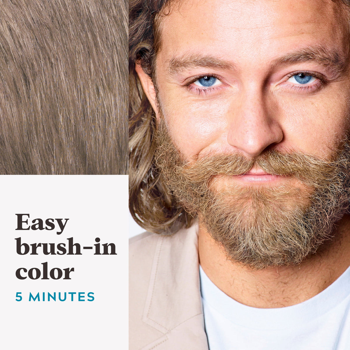 Just For Men Mustache & Beard, Beard Dye for Men with Brush Included, With Keratin Biotin Aloe and Coconut Oil for Healthy Facial Hair - Blond