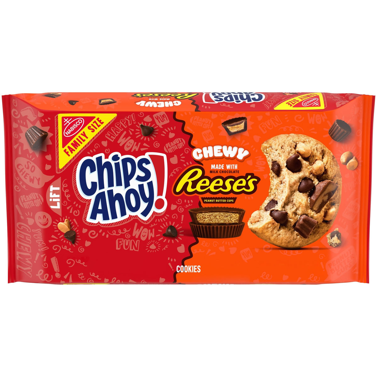 CHIPS AHOY! Chewy Chocolate Chip Cookies with Reese's Peanut Butter Cups, Family Size, 14.25 oz