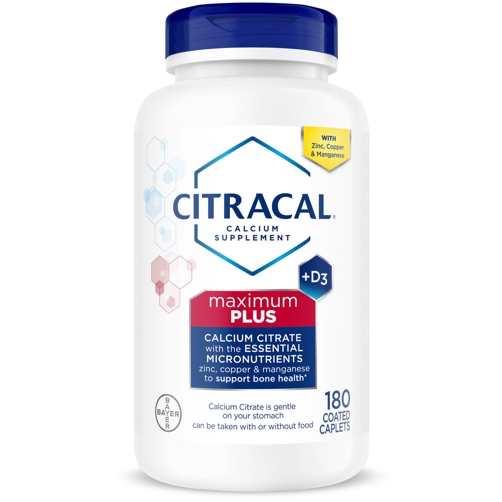 Citracal Maximum Plus Calcium Supplement with Vitamin D3 for Bone Health, 180 Coated Caplets