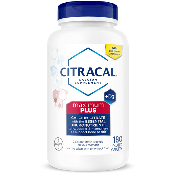 Citracal Maximum Plus Calcium Supplement with Vitamin D3 for Bone Health, 180 Coated Caplets