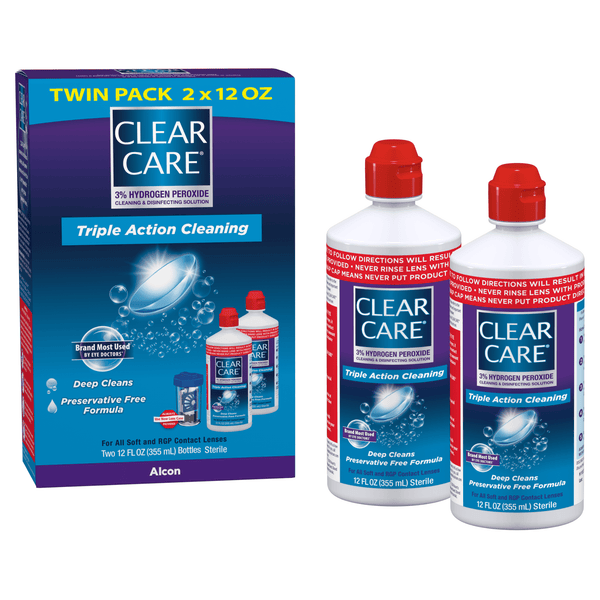 CLEAR CARE Cleaning & Disinfecting Contact Lens Solution with Lens Case, 12 fl oz, 2 Pack