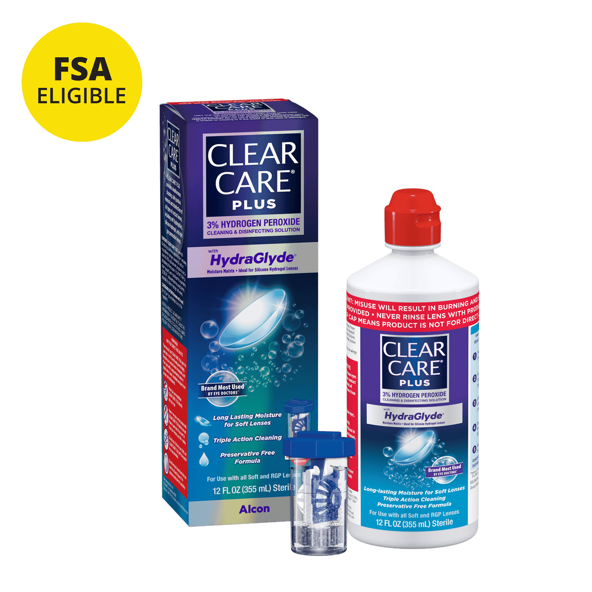 CLEAR CARE PLUS Cleaning & Disinfecting Contact Lens Solution with Case, 12 fl oz