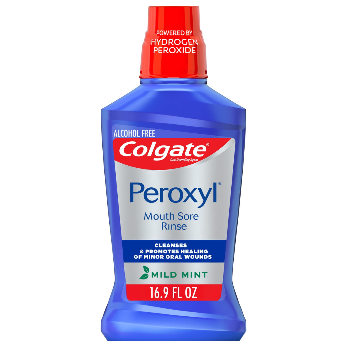 Colgate Peroxyl Alcohol Free Mouthwash and Mouth Sore Rinse, Mild Mint, 16.9 fl oz