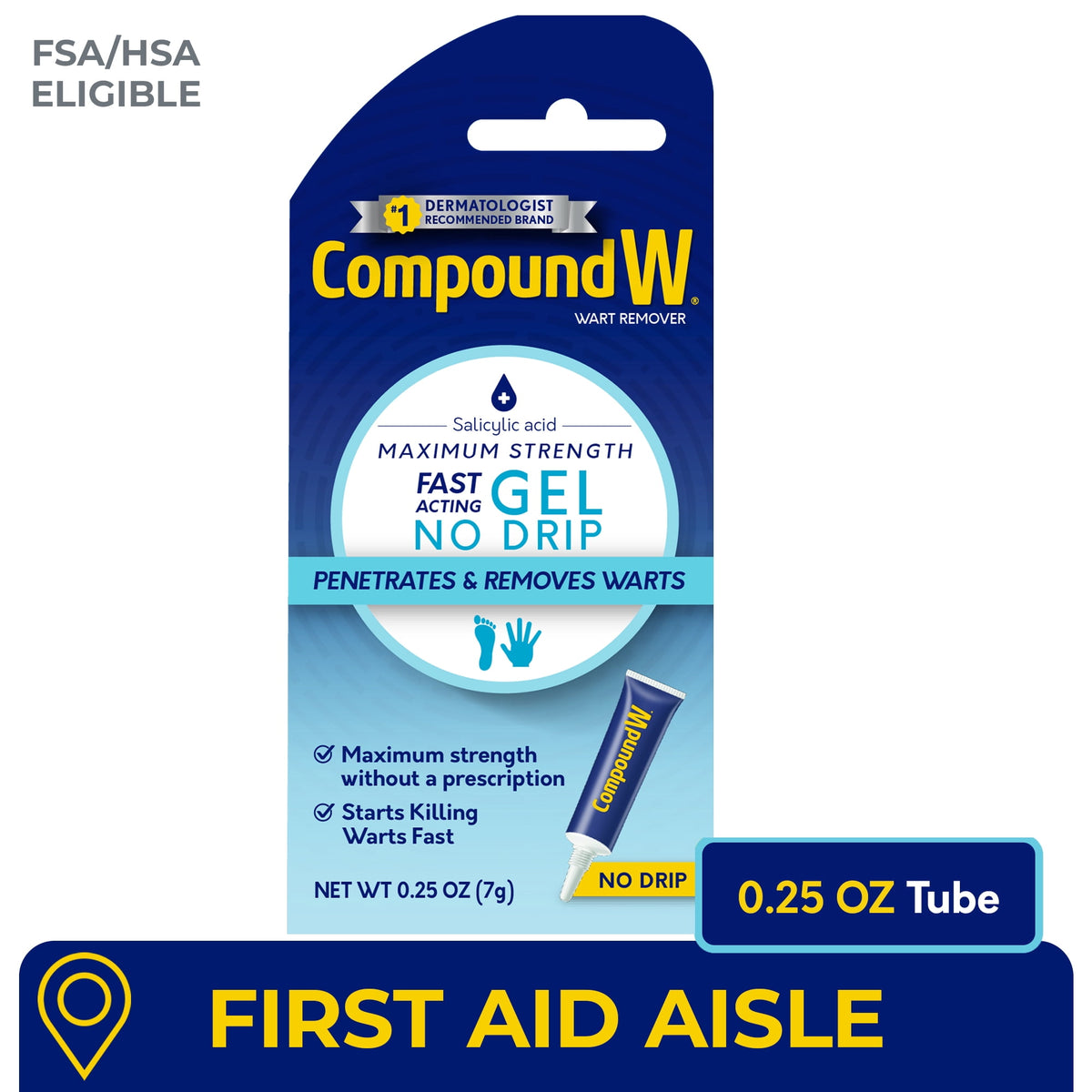 Compound W Maximum Strength, Fast-Acting Gel Wart Remover, Salicylic Acid, 0.25 oz
