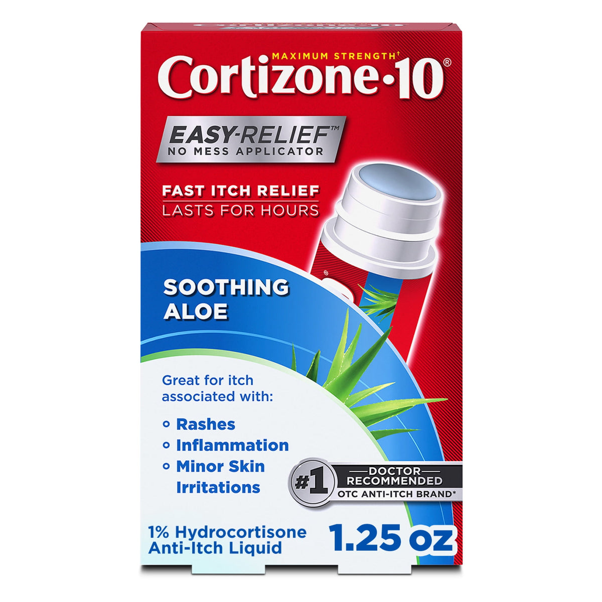 Cortizone-10 1% Hydrocortisone Anti Itch Roll-on Liquid for Eczema and Bug Bite Relief, Maximum Strength, 1.25 fl oz