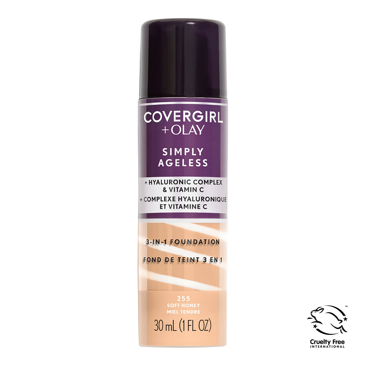 Covergirl & Olay Simply Ageless 3-in-1 Liquid Foundation, 255 Soft Honey, 1 fl oz