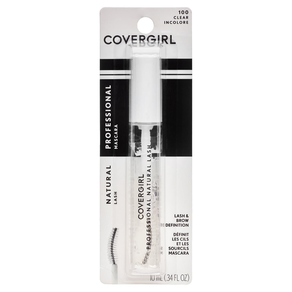 COVERGIRL Professional Natural Lash Mascara, Clear & Light Mascara, 0.34 Fl Oz ,Clear Eyebrow Gel, Hypoallergenic Mascara, Washes Off Easily, Tames