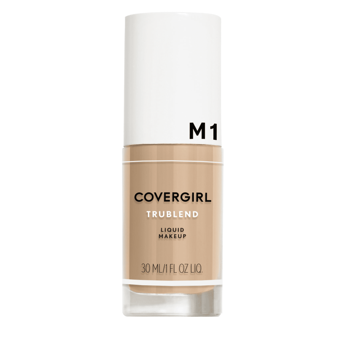 COVERGIRL TruBlend Oil-free Liquid Foundation, M-1 Natural Beige, 1 fl oz, Lightweight, Dewy Finish, Hydrating Foundation, Moisturizing Foundation