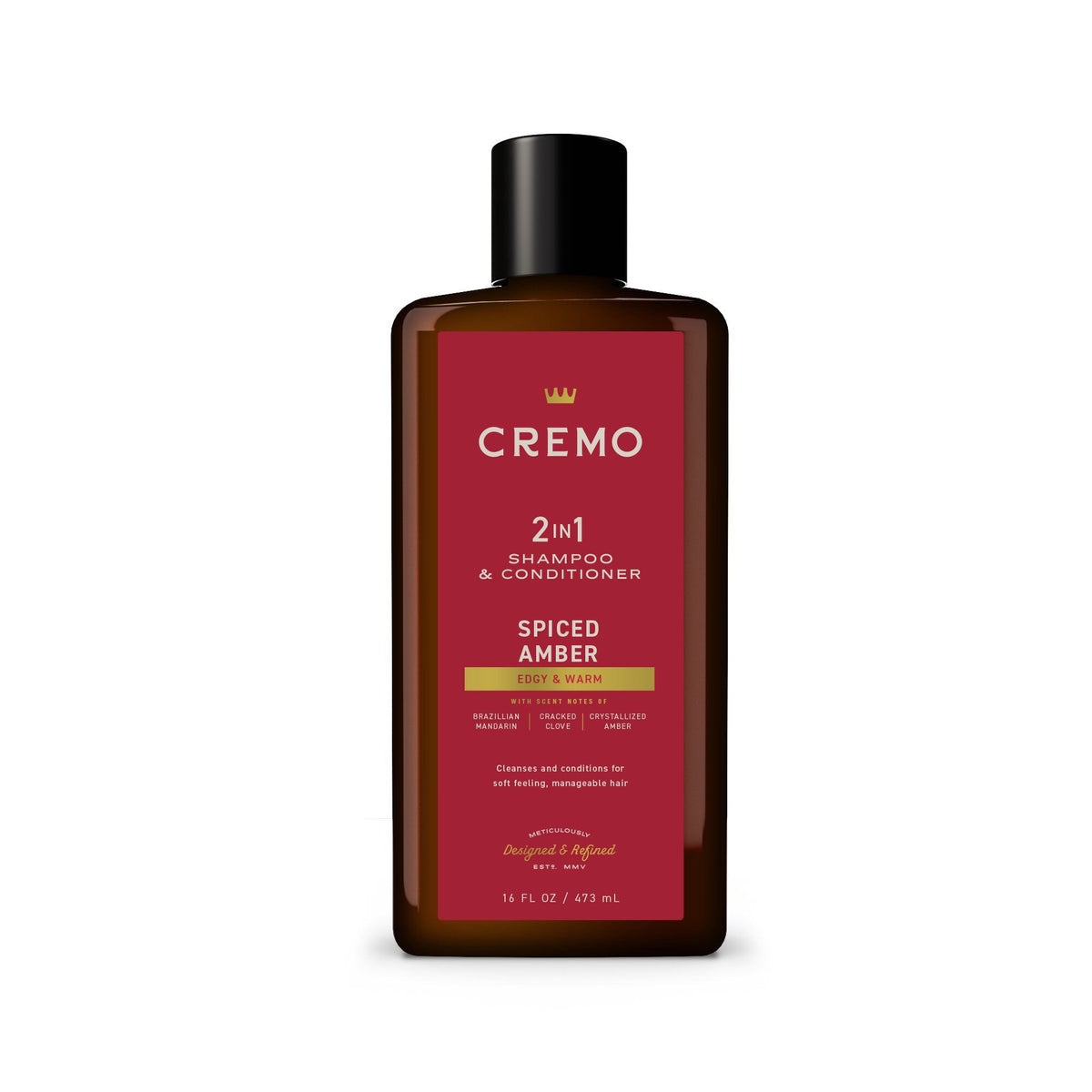 Cremo 2-in-1 Shampoo & Conditioner, Spiced Amber, 16 fl oz