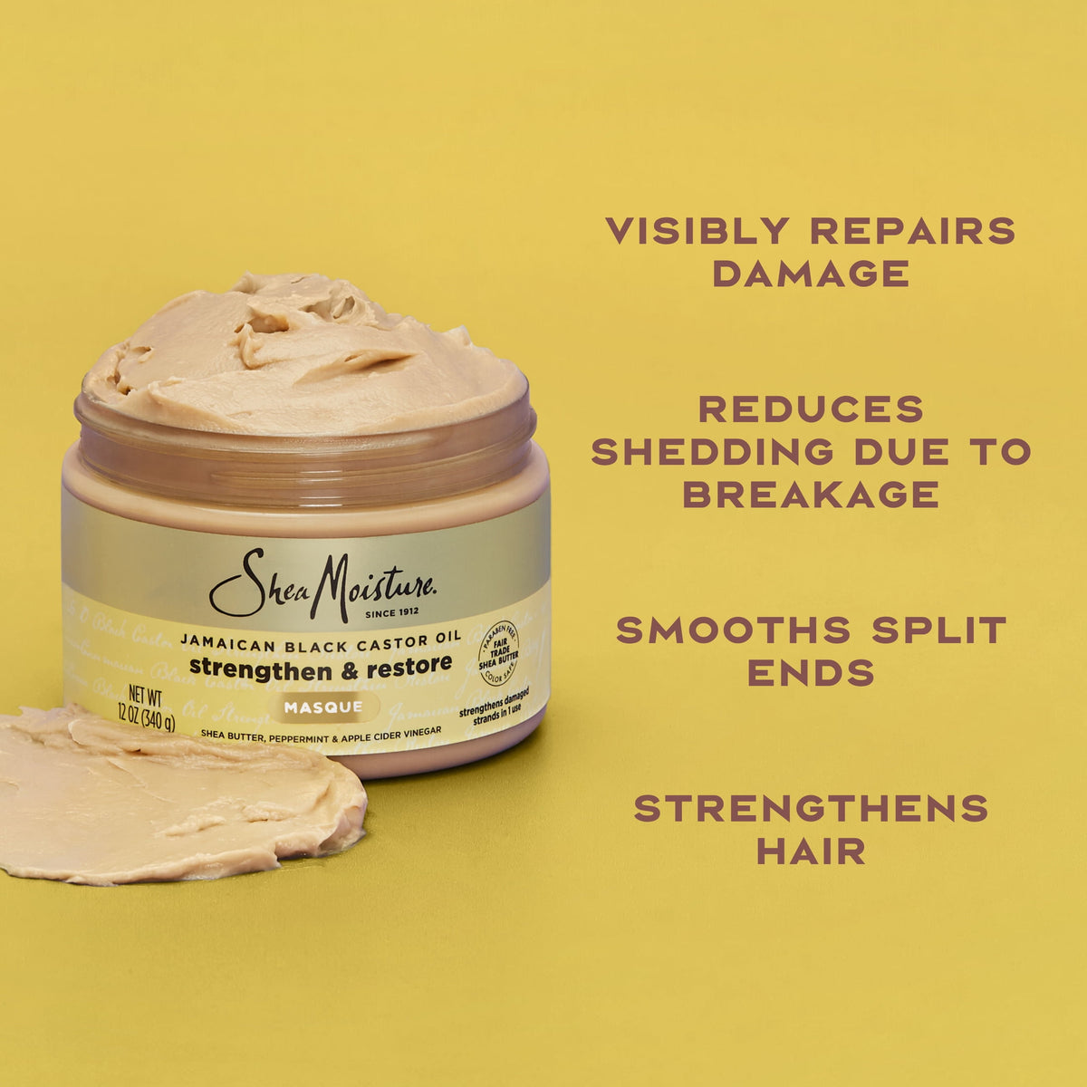 SheaMoisture Dry Hair Mask To Repair Damaged Hair & Smooth Split Ends, Jamaican Black Castor Oil Hair Mask For Dry Hair, 11.5 oz