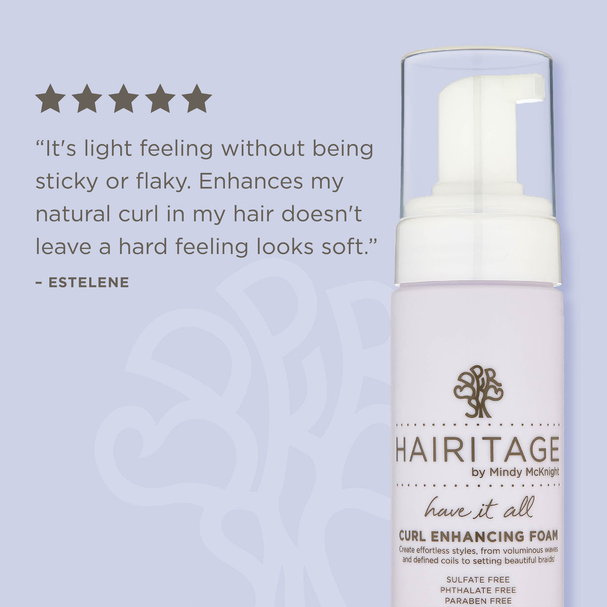 Hairitage Have It All Curl Enhancing Foam Mousse with Quinoa & Rice Protein for Frizz Control, 5 oz