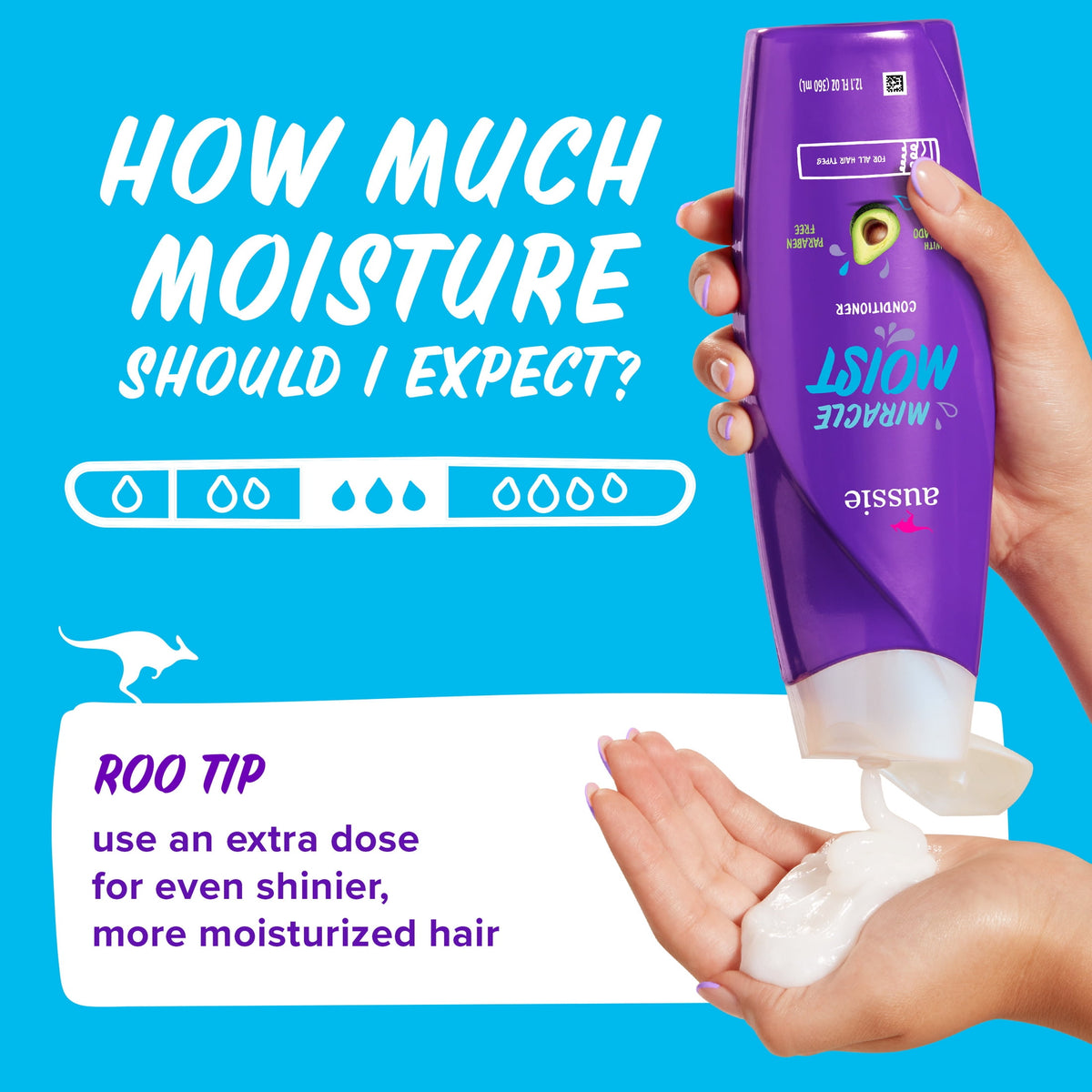 Aussie Miracle Moist Conditioner for All Hair Types, 12.1 fl oz