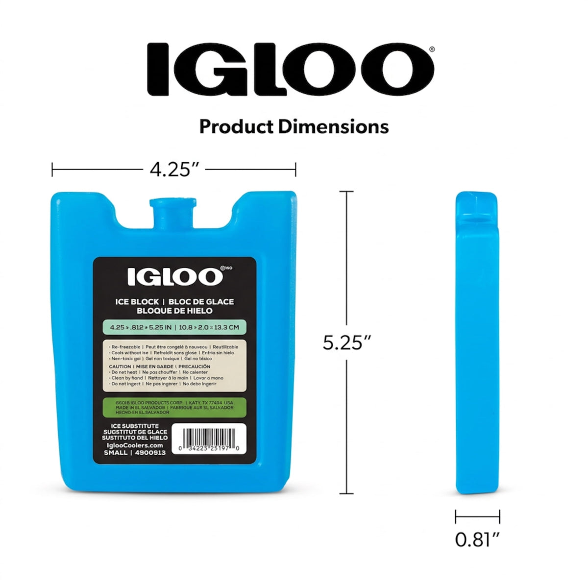 Igloo MaxCold Small Ice Freeze Block, Blue, Best Used for On-the-Go Snacks and Lunches to Keep Food Cool