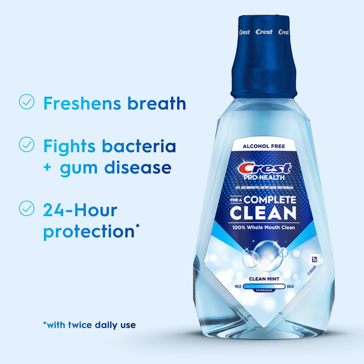 Crest Mouthwash, Pro Health Alcohol Free Mouthwash, Clean Mint, 50.7 fl oz