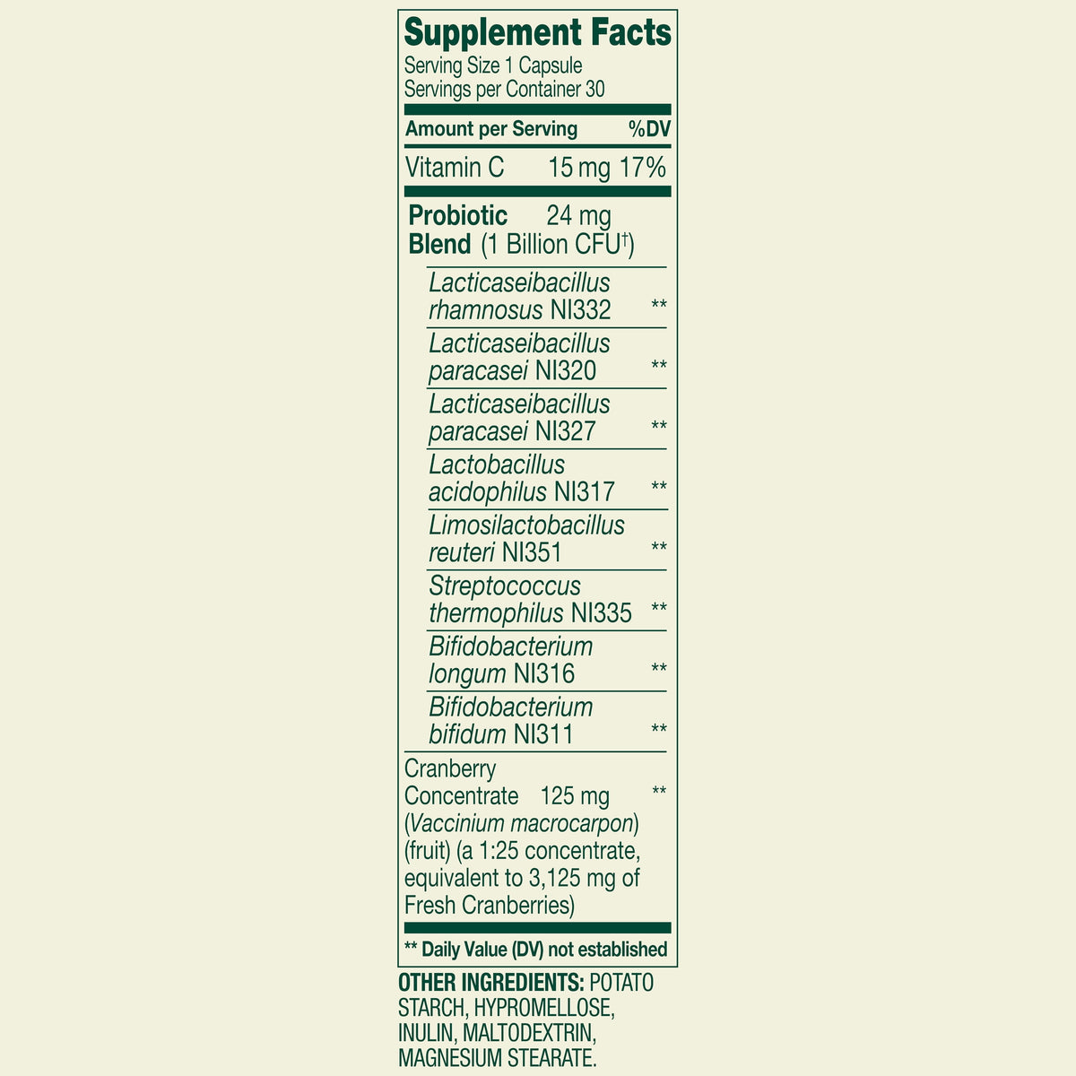 Spring Valley Women's Probiotic Dietary Supplement Vegetarian Capsules for Digestive Health, 30 Count