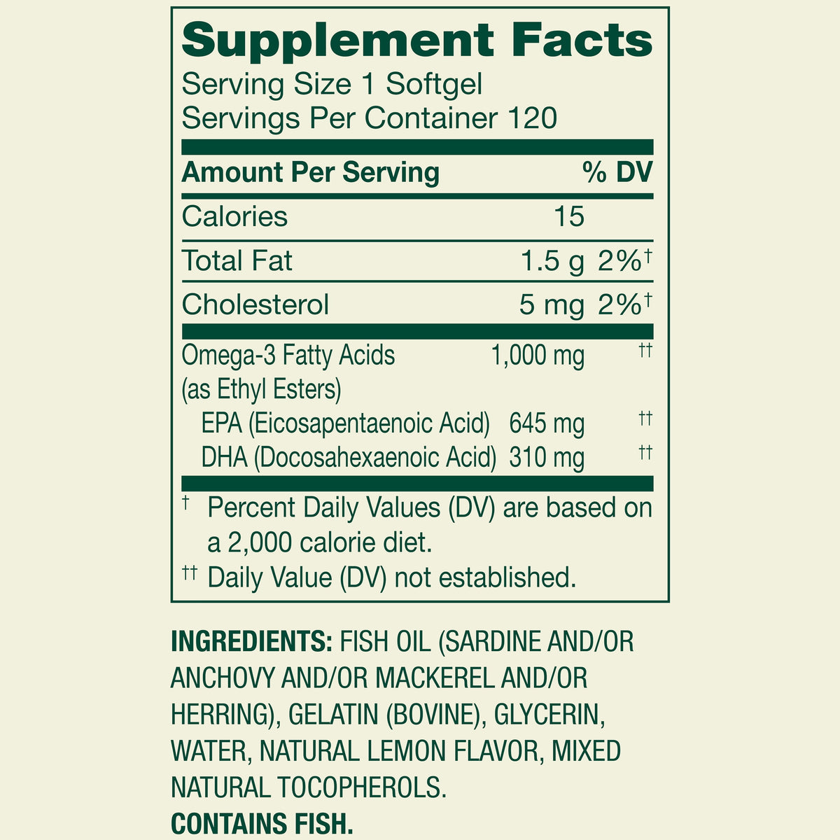 Spring Valley Proactive Support Omega-3 Fish Oil Dietary Supplement Softgels for Heart/General/Brain Health, 1000 mg, 120 Count