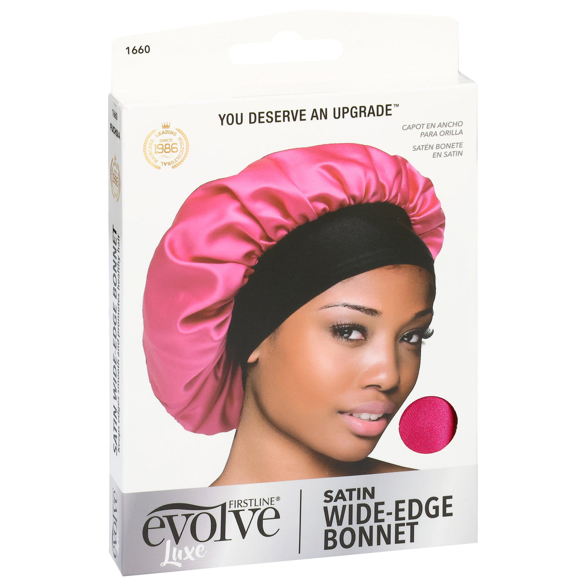 Evolve Satin Wide-Edge Bonnet for Evening Protection, Fuchsia, Single Pack