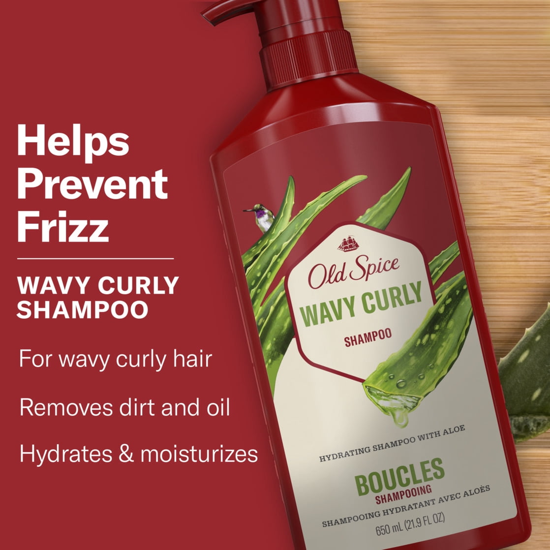 Old Spice Aloe & Avocado Oil Wavy Curly Shampoo, 21.9 fl oz