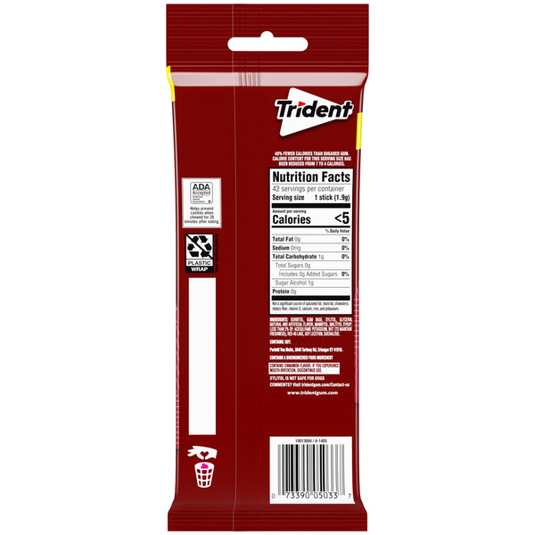 Trident Sugar Free Gum, Cinnamon, 3 Packs of 14 Pieces (42 Total Pieces)