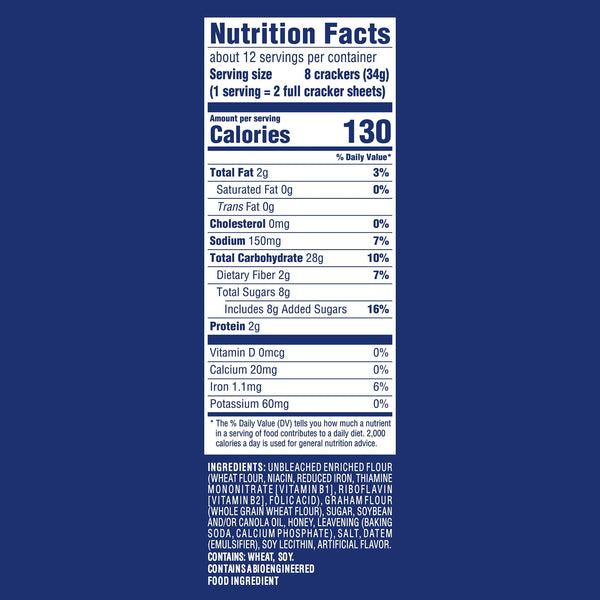 HONEY MAID Low Fat Honey Graham Crackers, Lunch Snacks, 14.4 oz
