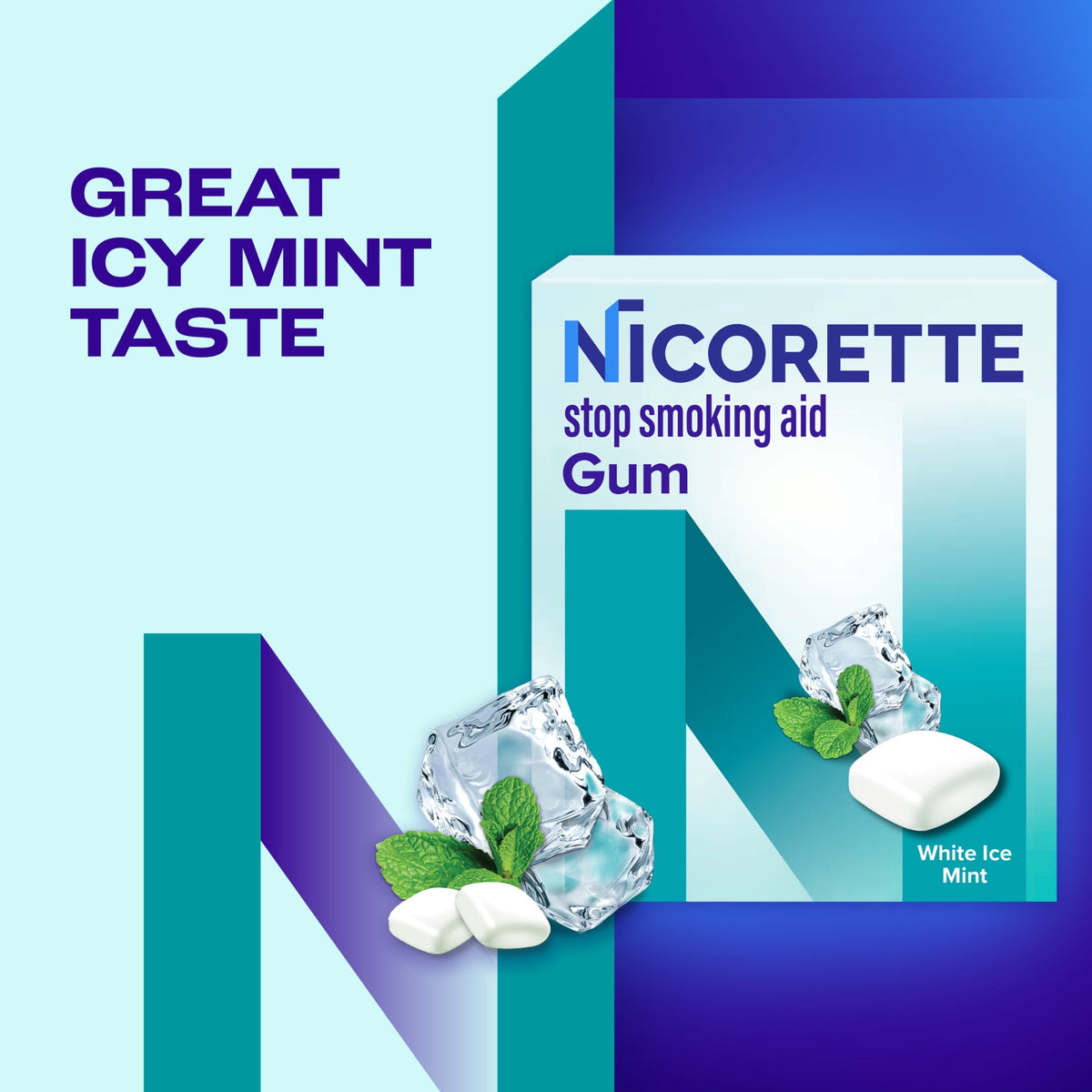 Nicorette Nicotine Gum, Stop Smoking Aids, 2 mg, White Ice Mint, 20 Count