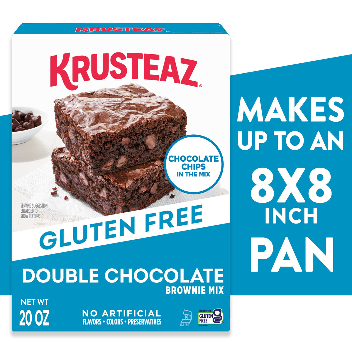 Krusteaz Gluten Free Double Chocolate Brownie Mix, Chocolate Chips Included, Gluten Free Brownie Mix, 20 oz Box