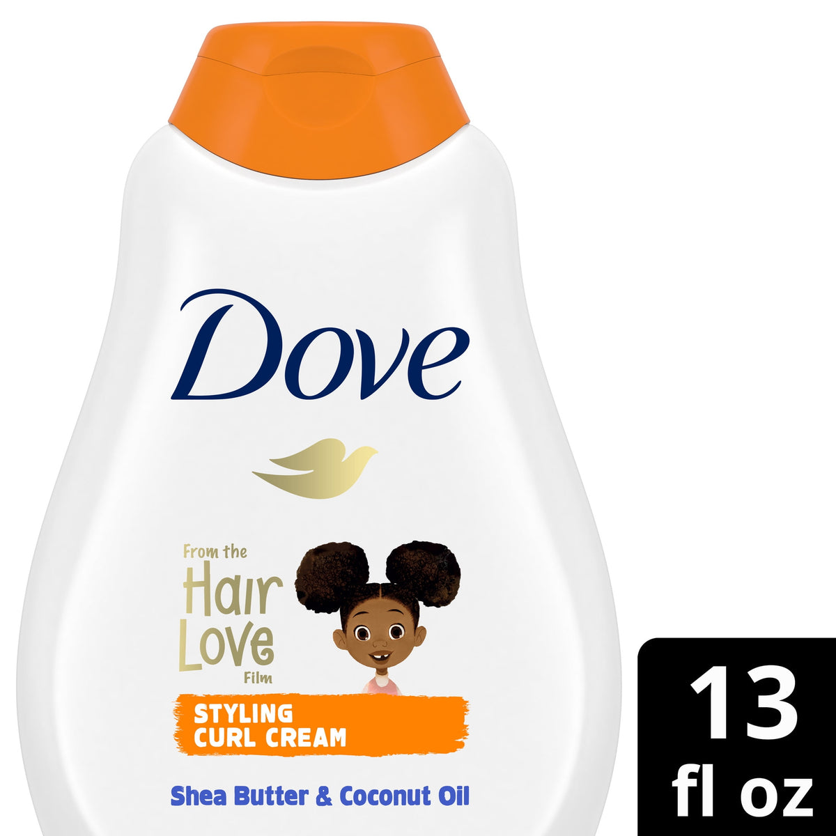 Dove Kids Care Styling Curl Cream for Coils, Curls and Waves Hair Love Kids Styling Cream Infused with Coconut Oil and Shea Butter, 13 fl oz