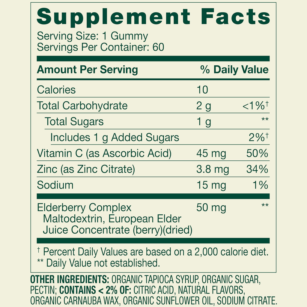 Spring Valley Elderberry Adult Gummies Dietary Supplement, 50 mg, 60 Count