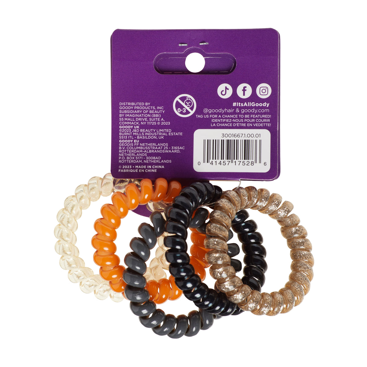 Goody Ouchless Jelly Band Coil, Small Ponytail Holders, Assorted Colors, 5 Ct