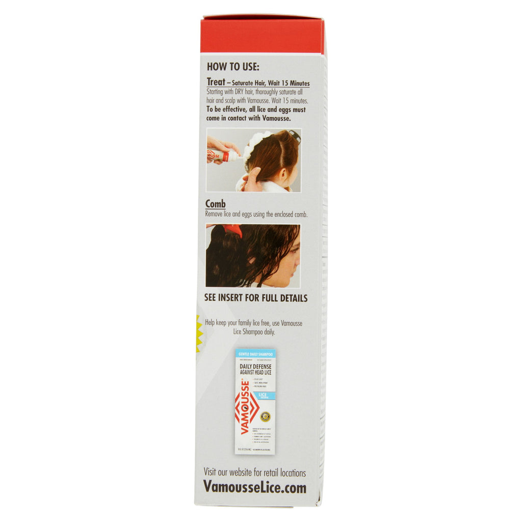 Vamousse Lice Treatment Mousse for Kids & Adults, Kills Super Lice & Eggs in 1 Treatment, 6 oz