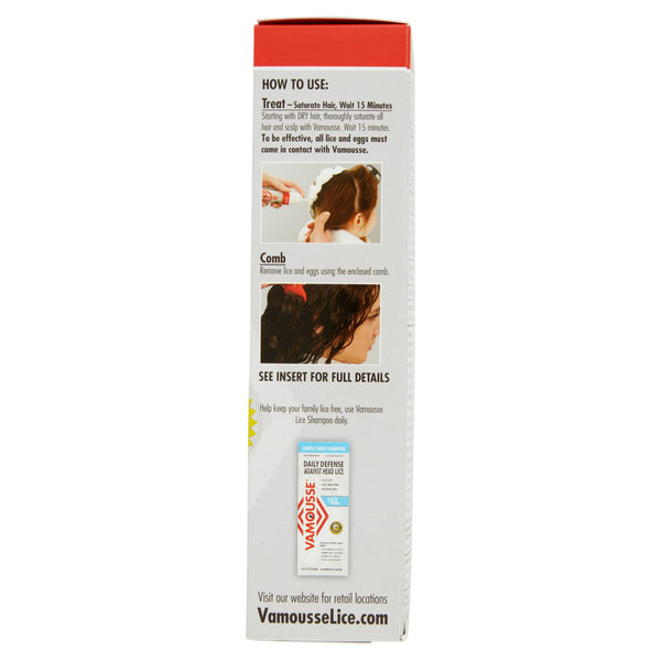 Vamousse Lice Treatment Mousse for Kids & Adults, Kills Super Lice & Eggs in 1 Treatment, 6 oz