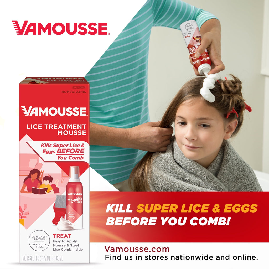 Vamousse Lice Treatment Mousse for Kids & Adults, Kills Super Lice & Eggs in 1 Treatment, 6 oz