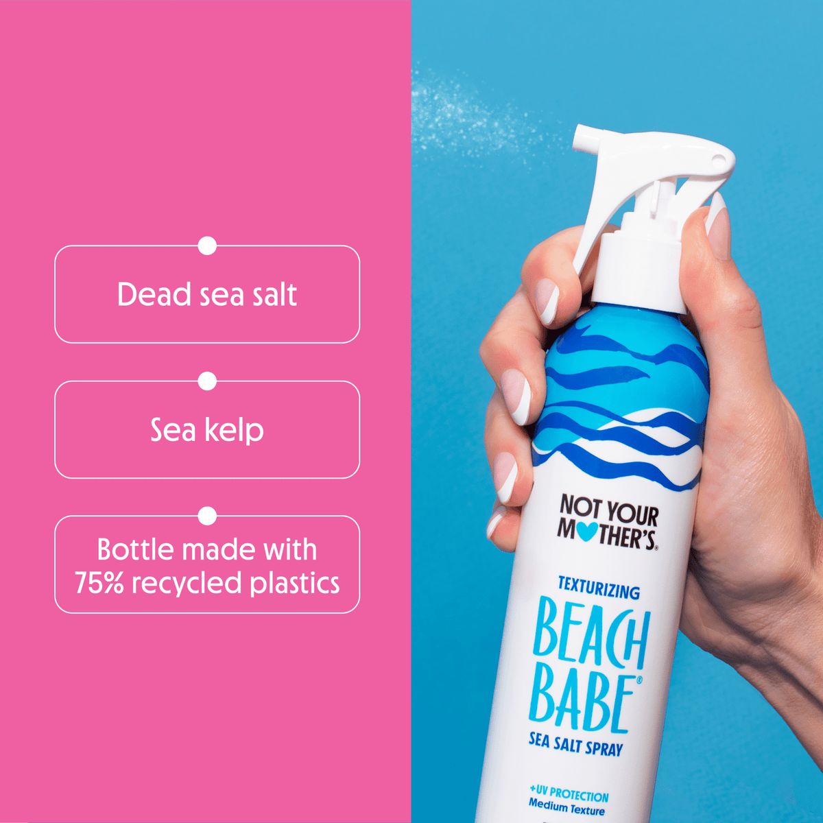 Not Your Mother's Beach Babe Texturizing Sea Salt Spray with UV Defense, Tropical Vanilla Coconut, 8 fl oz